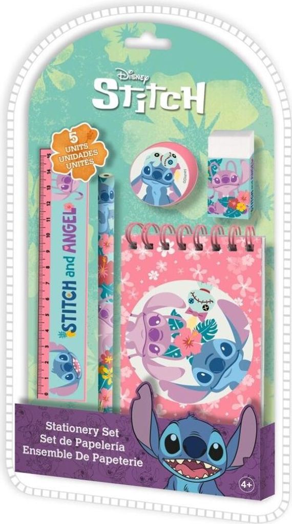 Kids Euroswan | Schreibset Stitch - 5 Teile - Bunt - Lizenzprodukt Disney - Ideal Für Schule Und Geschenke