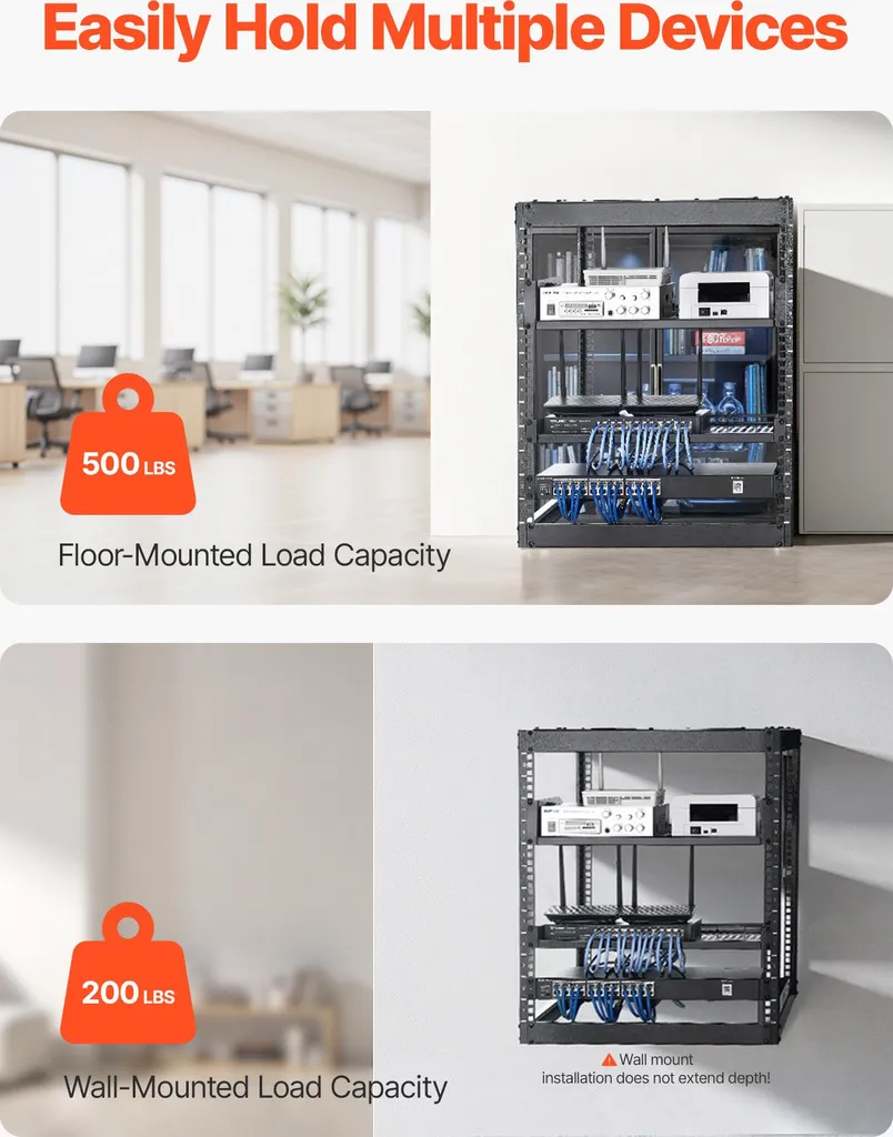 VEVOR Rack 12U Open Frame 585mm - Gestione IT e AV Professionale - 2