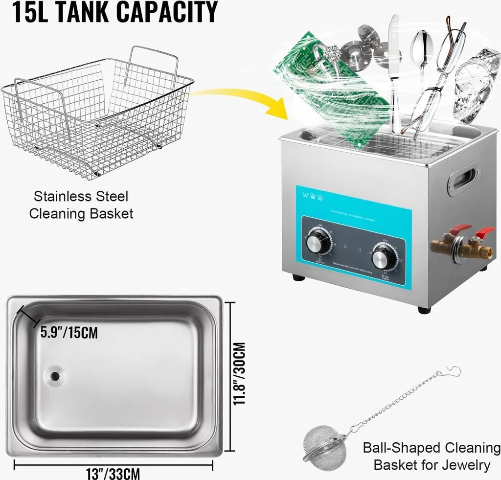 Nettoyeur à ultrasons 15 L : éliminez les saletés tenaces sur vos bagues - 6
