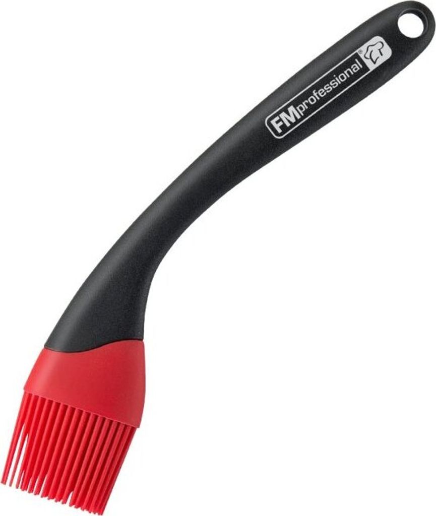 FMprofessional Silikonpinsel BBQ, Küchenpinsel mit Silikon-Borsten, hochwertiger Bratpinsel aus Silikon (Farbe: Schwarz/Rot)