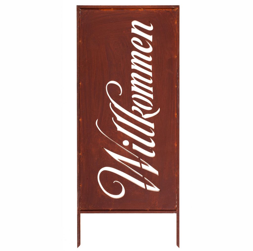 Edelrost Sichtschutz Garten Willkommen Ver.2 120x50cm Decorative Abdeckung Rost