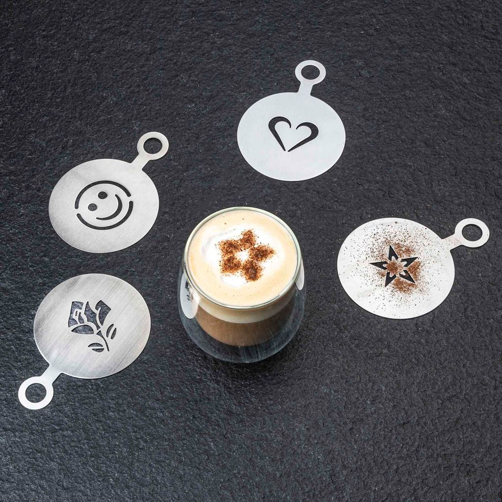Kaffee-Schablone 4er Set Maße: ca. 12 x 8,5cm Produktbild 