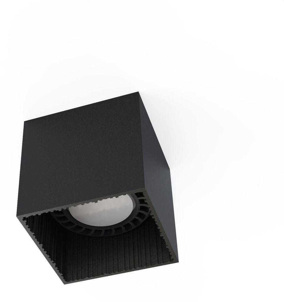 Schwarzer Aufbauspot eckig B:12,5cm GU10 Metall kompakt Würfel Aufputz Deckenlampe Flur Küche