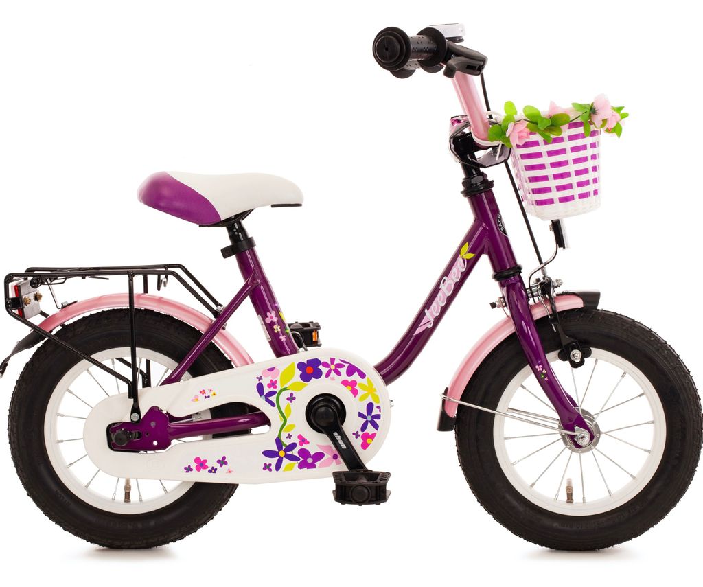 Kinderfahrrad 12 Zoll mit Rücktrittbremse Fahrrad Kinder Mädchen Kinderrad Lila 