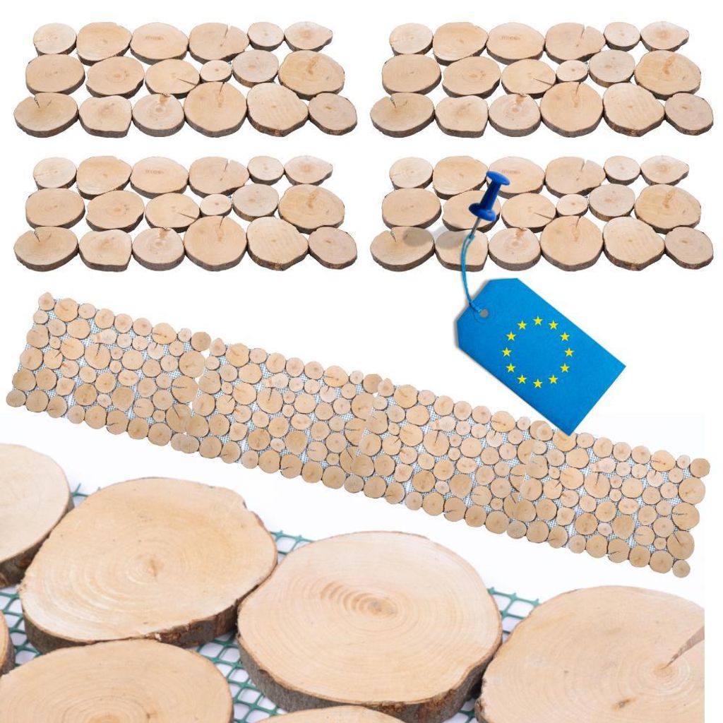 MODO24 Gartenweg Holz, 4 Module, Buchenscheiben, Gehwegplatten, Trittsteine, Holzpfad, Beetweg, Massivholz, 80x40x2 cm, PSOB