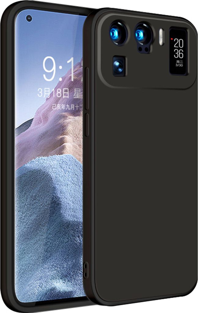 Xiaomi Mi 11 Ultra Hülle, LaimTop Slim Liquid Silikon Gel Gummi Schutzhülle für Xiaomi Mi 11 Ultra Schwarz