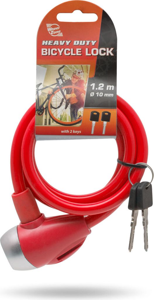 WheelZone Heavy Duty – Fahrradschloss – 120 cm – Kettenschloss – Vorhängeschloss mit 2 Schlüsseln – Kabelschloss – Schlösser – Was...