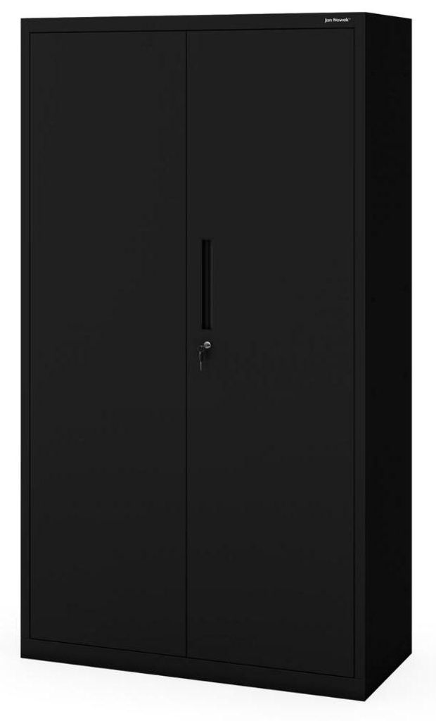 Metallschrank mit Sockel MEGAN 160x90x40cm Schwarz | Büroschrank Aktenschrank Stahlschrank Fachbodenschrank Werkstattschrank