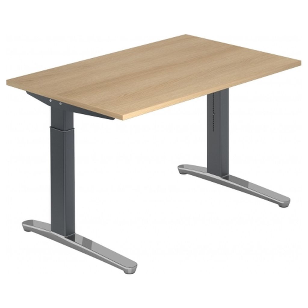 Schreibtisch C-Fuß 120x80cm Eiche/Graphit-Alu poliert