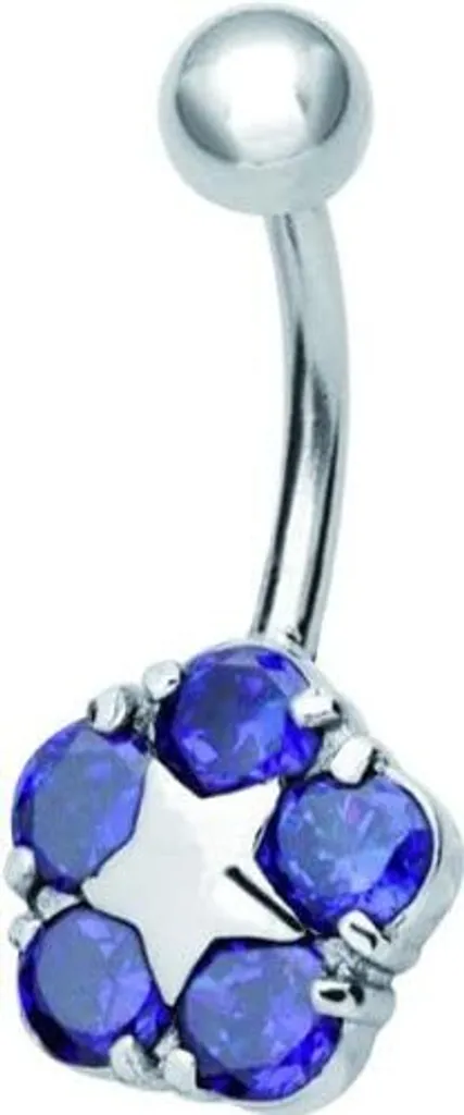 Piercing Ombelico Stella d'Oriente Viola BBZX-08 Acciaio e Pietre