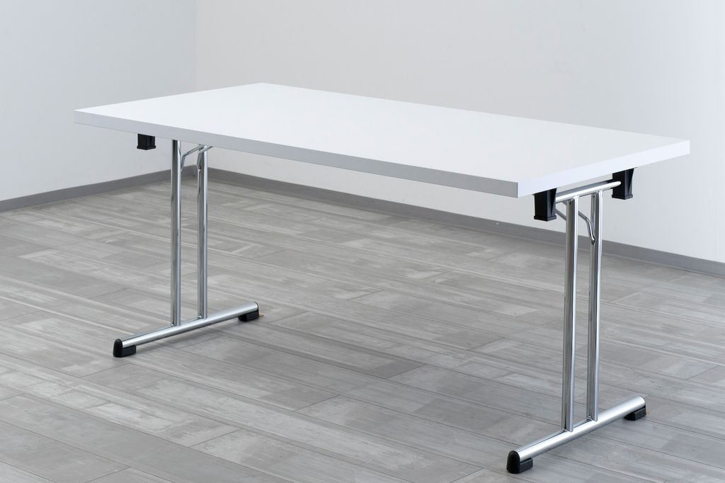 Klapptisch Jouni | 160x80cm | Weiß | Chromgestell | Arbeitshöhe 73,5 cm | Höhenjustierbar 0-10 mm