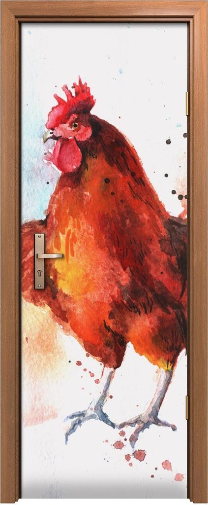 Türposter 70x200 cm Türaufkleber Türtapete Türfolie Klebefolie Hahn Huhn Farbe bunte Vogel