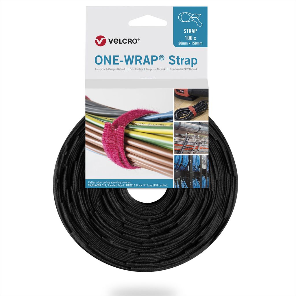 VELCRO One Wrap Strap 20mm x 330mm, 100 Stück, schwarz