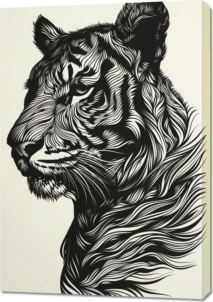 Toile Tigre 70x100 cm Sifflement - Déco Murale Moderne 3D