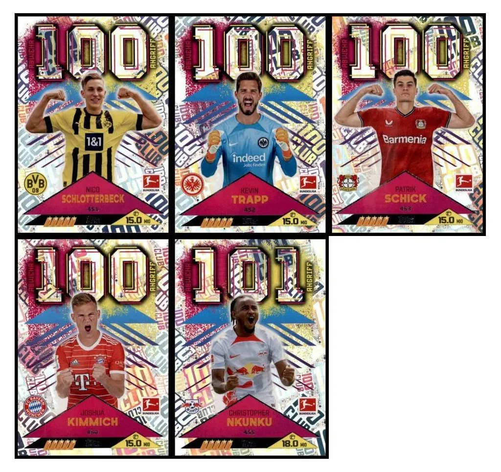Cartes Topps Match Attax - Set de Jeu Club 100 2022/23 pour Compétition