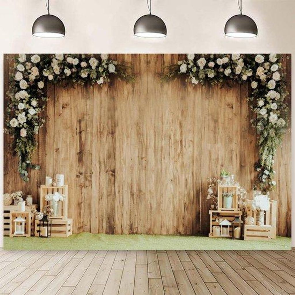 Fotowand - Partydekoration - Erinnerungen an besondere Momente - Hoher Auflösungsdruck - 300 x 240 cm - Landhausstil Blumenmotiv