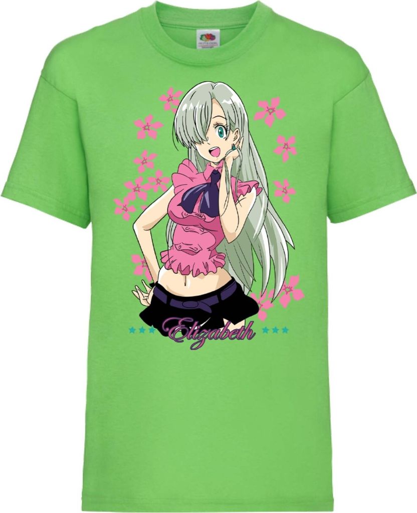 Kinder T-Shirt The Seven Anime Deadly Manga Sins Elizabeth Liones Elizabeth Liones, 5-6 Jahr - 116 / Lime