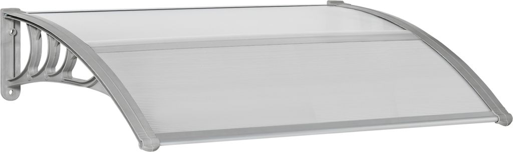 Outsunny Vordach für Haustür 100 x 75 cm Pultbogenvordach Überdachung aus Aluminium und Polycarbonat Pultvordach mit UV Schutz Haustürvordach f...