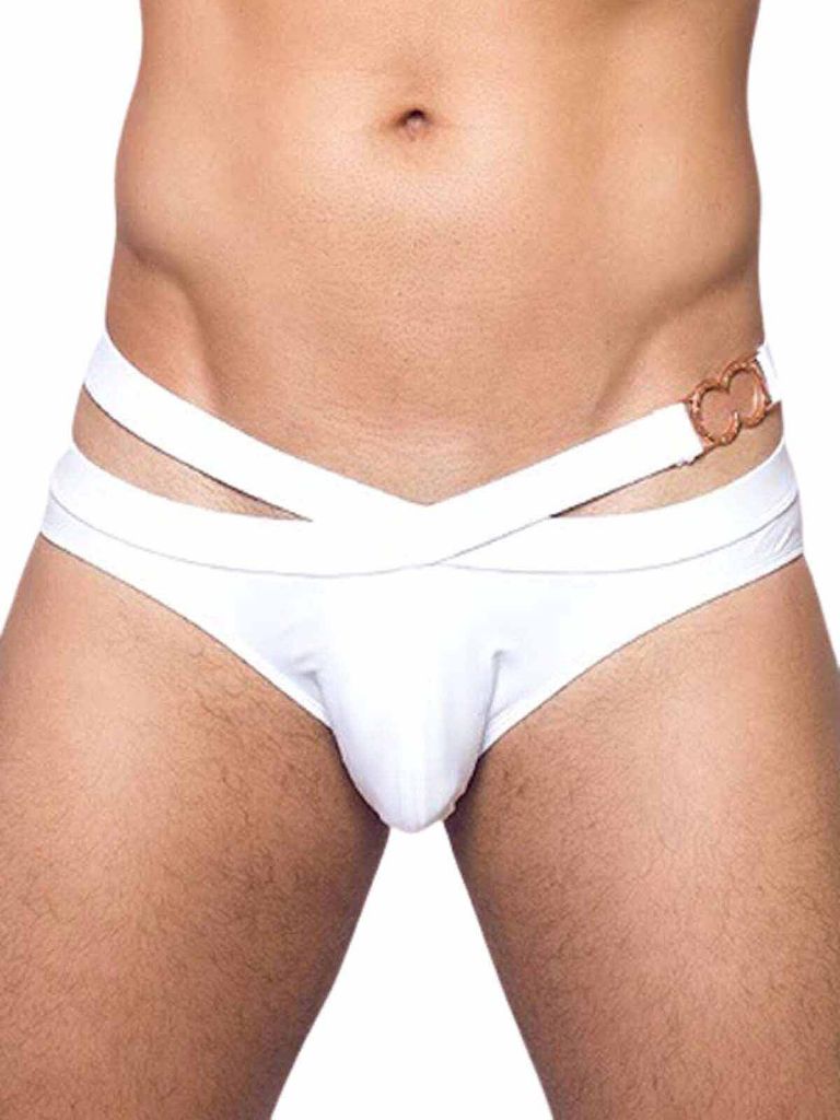 2Eros BLK Double Strap Swim Brief V20 White L