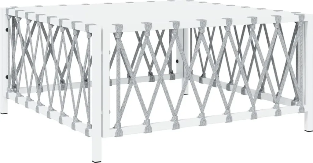 Tavolo Basso da Giardino Bianco SYFAX™ 70x70 cm Intrecciato | Salotto Esterno