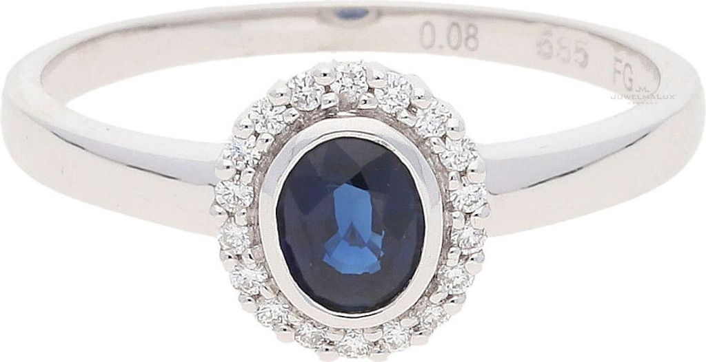 JuwelmaLux Ring 585 Weißgold mit Brillanten und Saphir JL10-07-2312 54