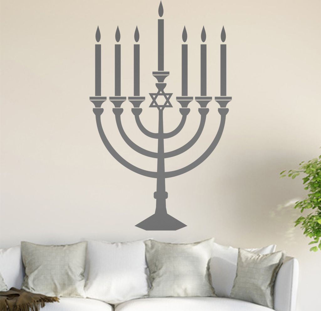 Menora Wandtattoo in 6 Größen - Wandaufkleber Wall Sticker - Dekoration, Küche, Wohnzimmer, Schlafzimmer, Badezimmer