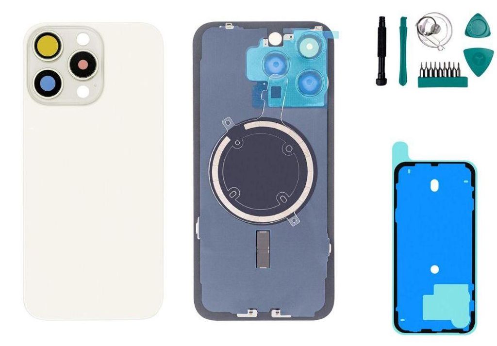 iPhone 15 Pro Max Backcover Titan Weiß - Set Produktbild 