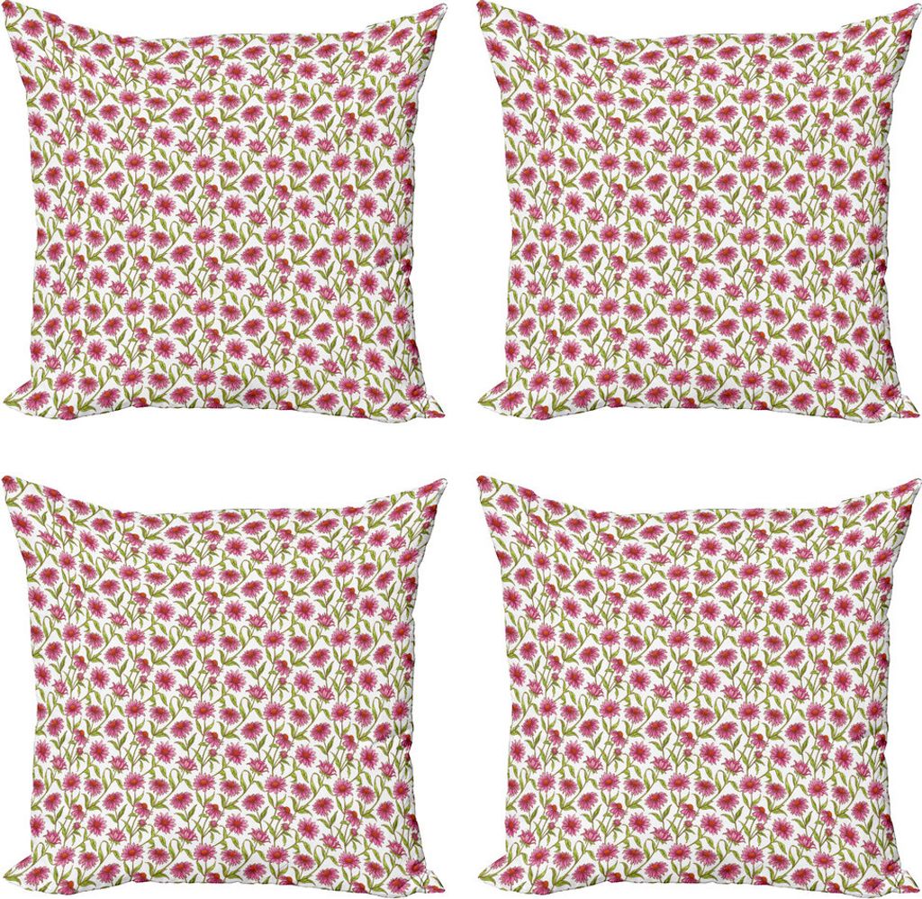 ABAKUHAUS Gänseblümchen Kissenbezug Set (4 Stück), Frisches Bio-Echinacea, Moderner Doppelseitiger Digitaldruck, 50 cm x 50 cm, Mehrfarbig