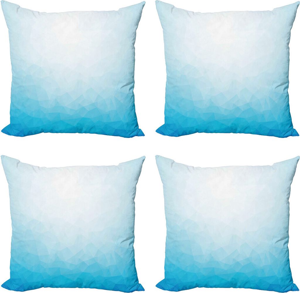 ABAKUHAUS Blau Kissenbezug Set (4 Stück), Dreieckige Ombre Effekt Bild, Moderner Doppelseitiger Digitaldruck, 45 cm x 45 cm, Blau Hellblau