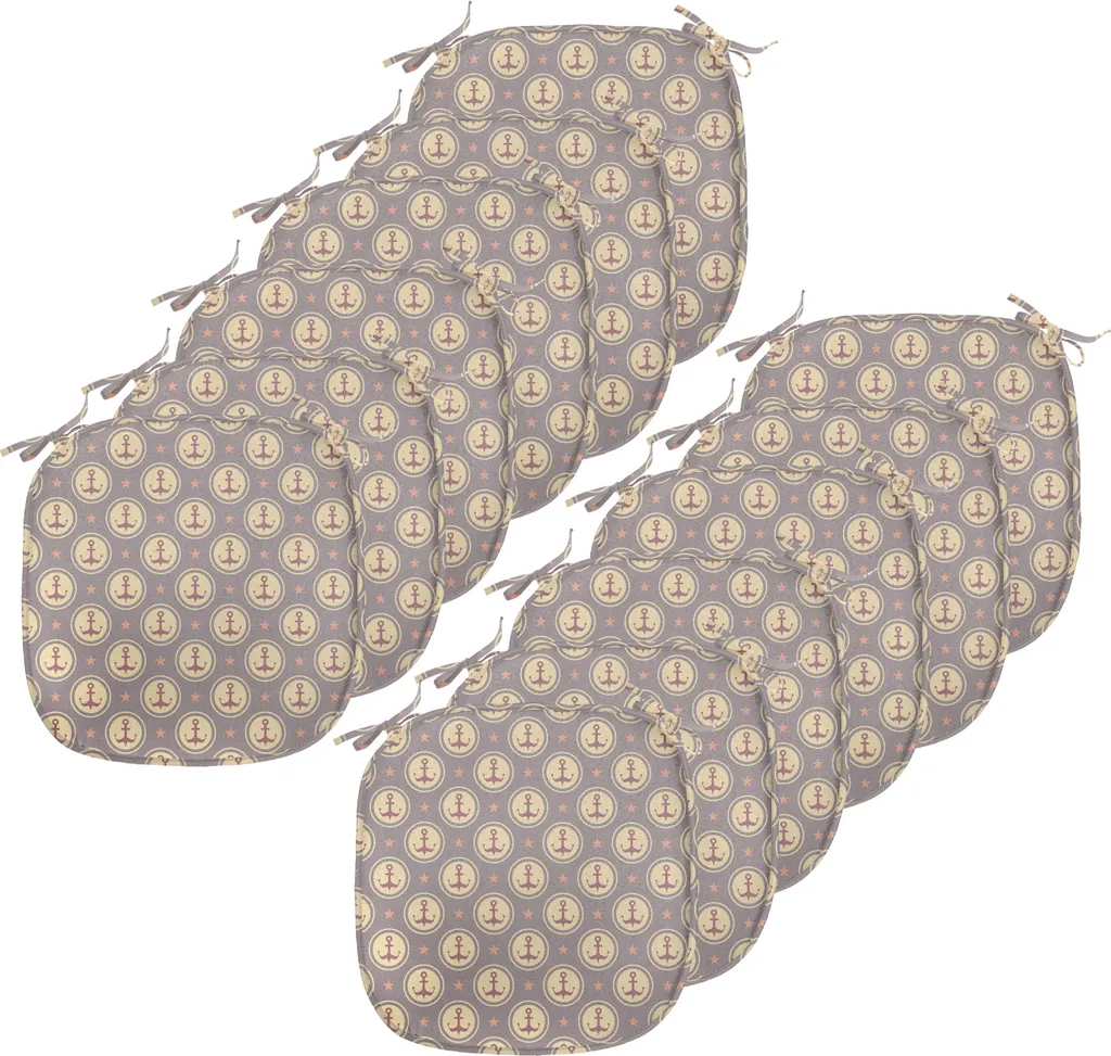 Coussins de chaise anti-taches lot de 12 avec attaches décor maritime
