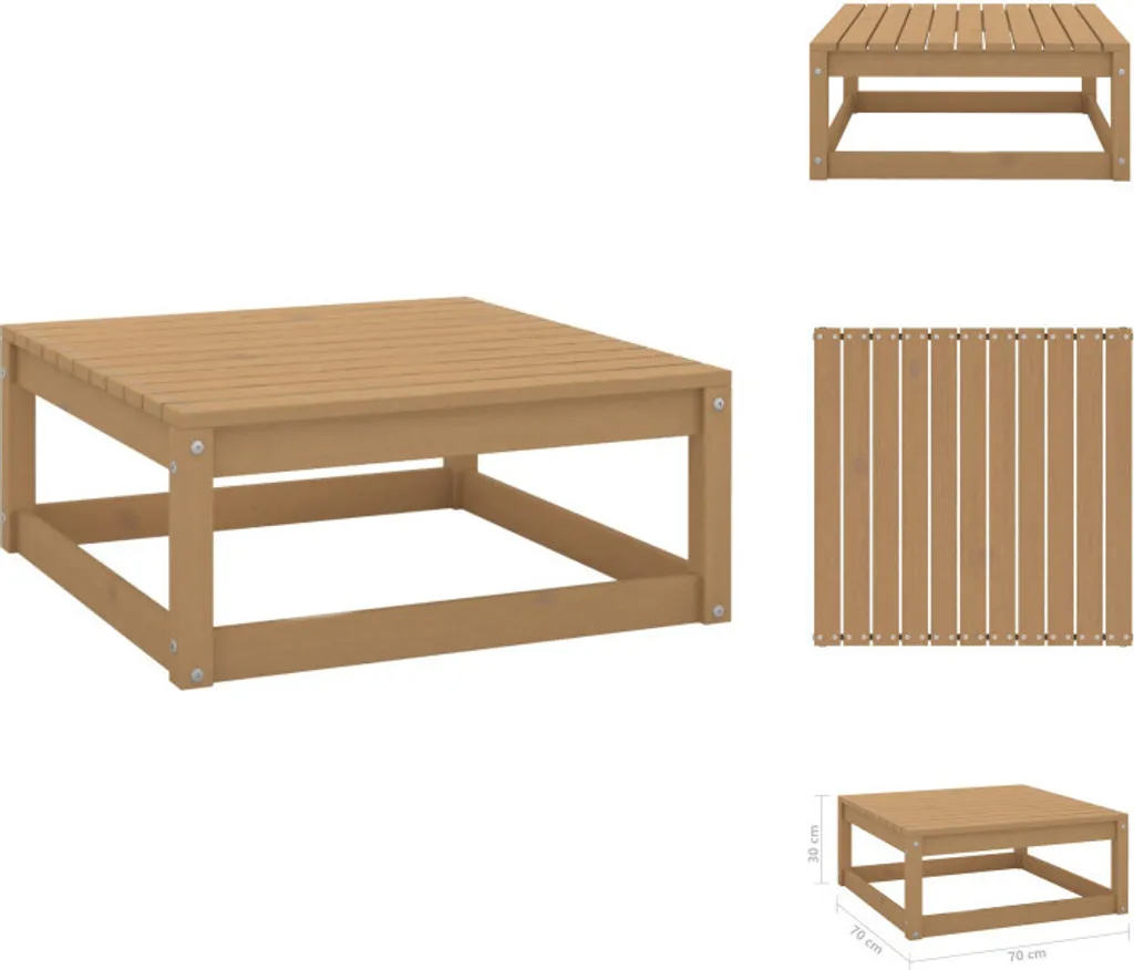 Sgabello Esterno 70x70x30 cm Legno Pino Massiccio Marrone Miele vidaXL - 1