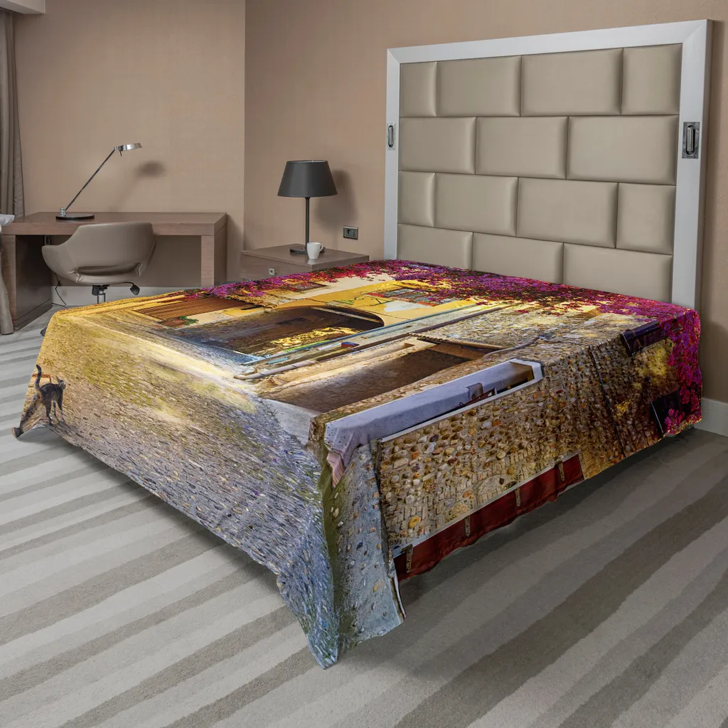 Drap plat ABAKUHAUS 275 x 260 cm Allée Toscane Médiévale Fuchsia et Jaune