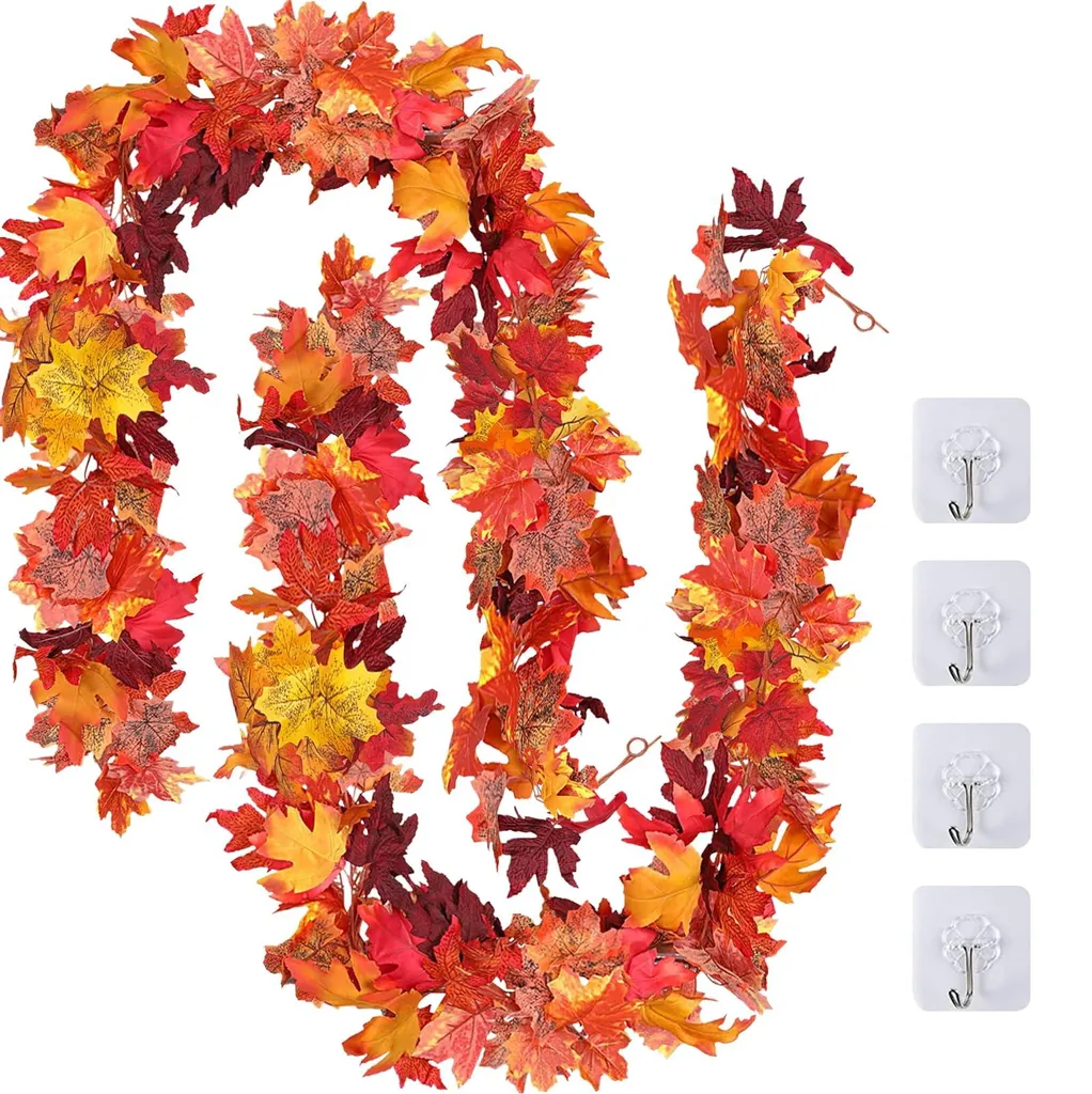 Lierre d'Érable Rouge Artificiel 175cm - Guirlande Automne Haute Qualité