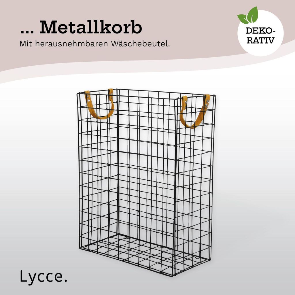 Lycce Nischen-Wäschekorb 58L aus Metall geflochten, Produktbild 