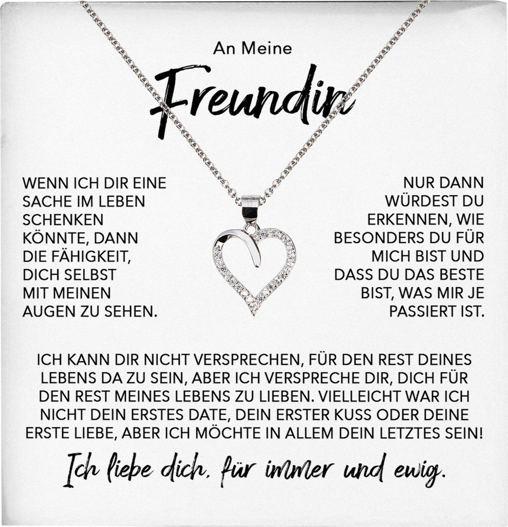 22Feels Freundin Geschenk Silber Ich Liebe Dich Frauen Herz Halskette Valentinstag Jahrestag Damen Collier Liebesbeweis (Damen Silber 925/000 Schmuck)