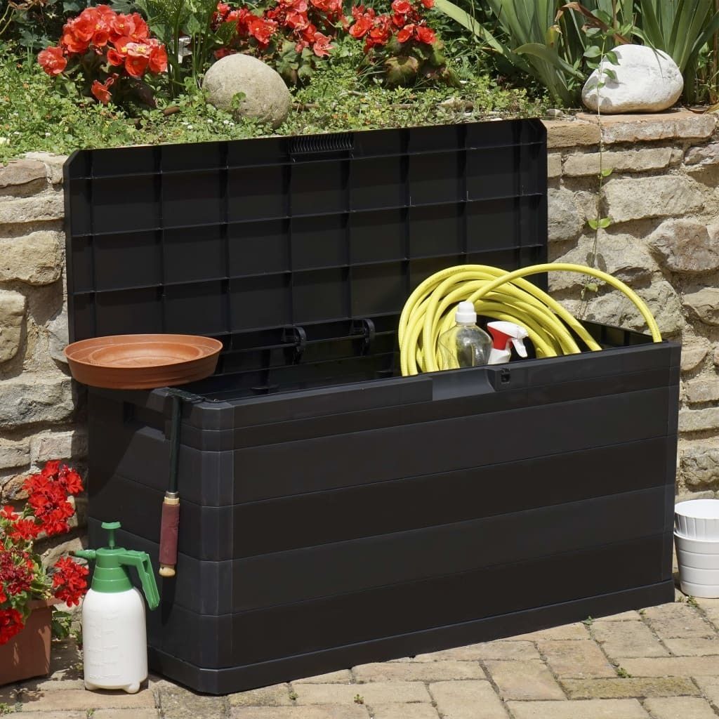 Cloris DesignMöbel Gartenboxen - Schwarz Gartenbox Schwarz 117×45×56cm Schlichtes7069881