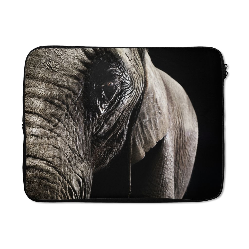 MuchoWow Laptop Hülle 15 Zoll Elefant - Tiere - Nahaufnahme - Schwarz Laptoptasche - Laptoptasche - Sleeve - Rundum-Schutz