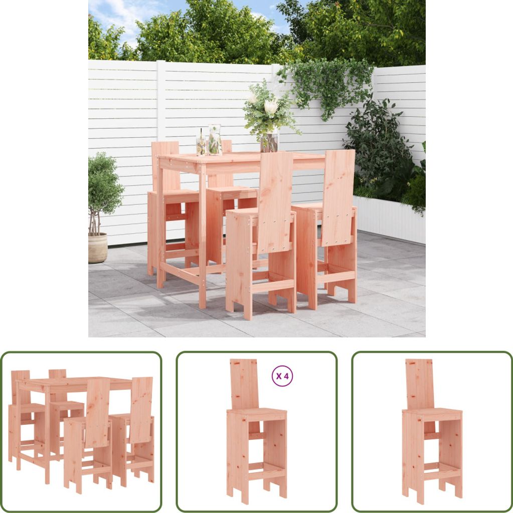 The Living Store 5-tlg. Gartenbar-Set Massivholz Douglasie