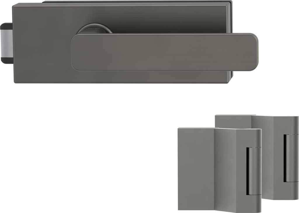 Griffwerk Glastürbeschlag PURISTO S mit Griff VAYA 265 MINIMAL MODERN unverschließbar Flüster 3-tlg. Bänder VAYA 265 MINIMAL MODERN Kaschmirgrau
