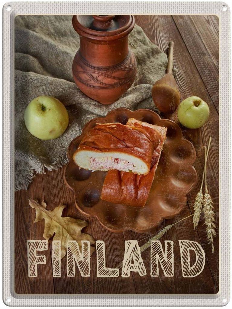 vianmo Blechschild 40x30 cm Finnland Weihnachten Ostern Gruß Apfel Delikatesse Bildmotiv Reisemotiv Abenteuer Reisen Europa Urlaub