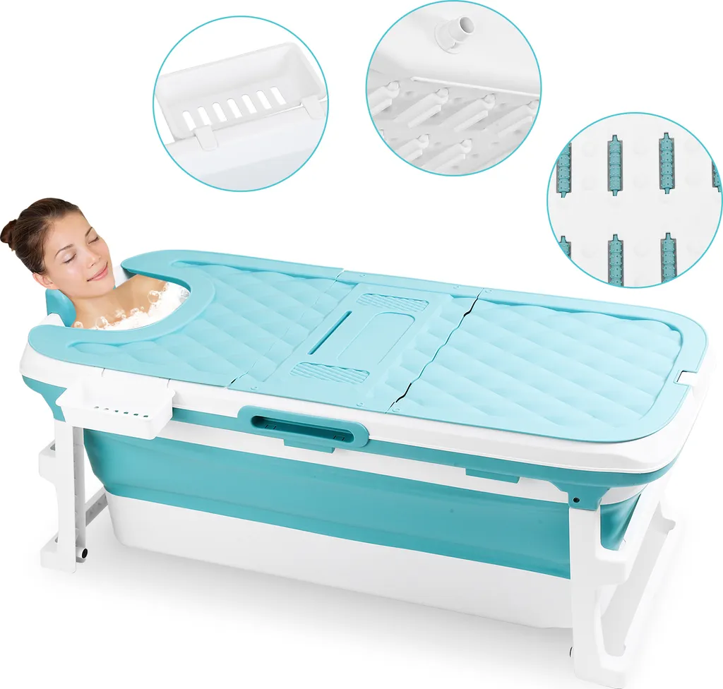 Vasca Pieghevole 132 cm Blu per Famiglia - Fiqops Spa per Tutti