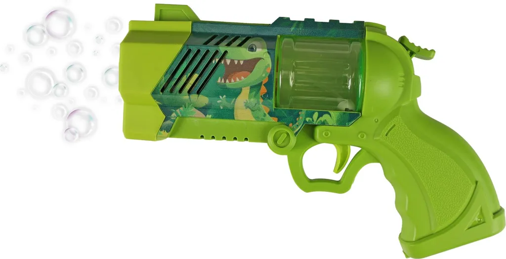 Pistolet à bulles dinosaure T-Rex vert avec LED - Souffleur automatique