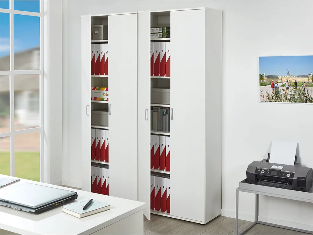 Armoire Blanche Arta avec 5 Tablettes Robustes - Meuble de Rangement Slim - 6