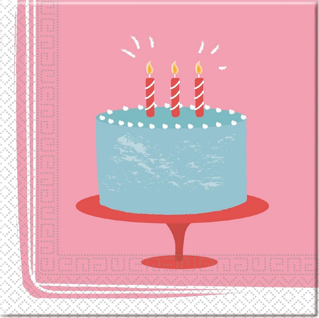 Geburtstagskuchen - Servietten 20er-Pack - Papier SG27372 (Einheitsgröße) (Pastell-Rosa)