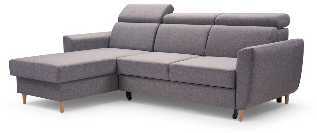 Masseno Ecksofa SAPORE mit Schlaffunktion L-Form, Sofa mit Bettkasten, Wohnzimmersofa, Couch, Soffa, Bettsofa, Couchgarnitur- Grau, DENVER 18