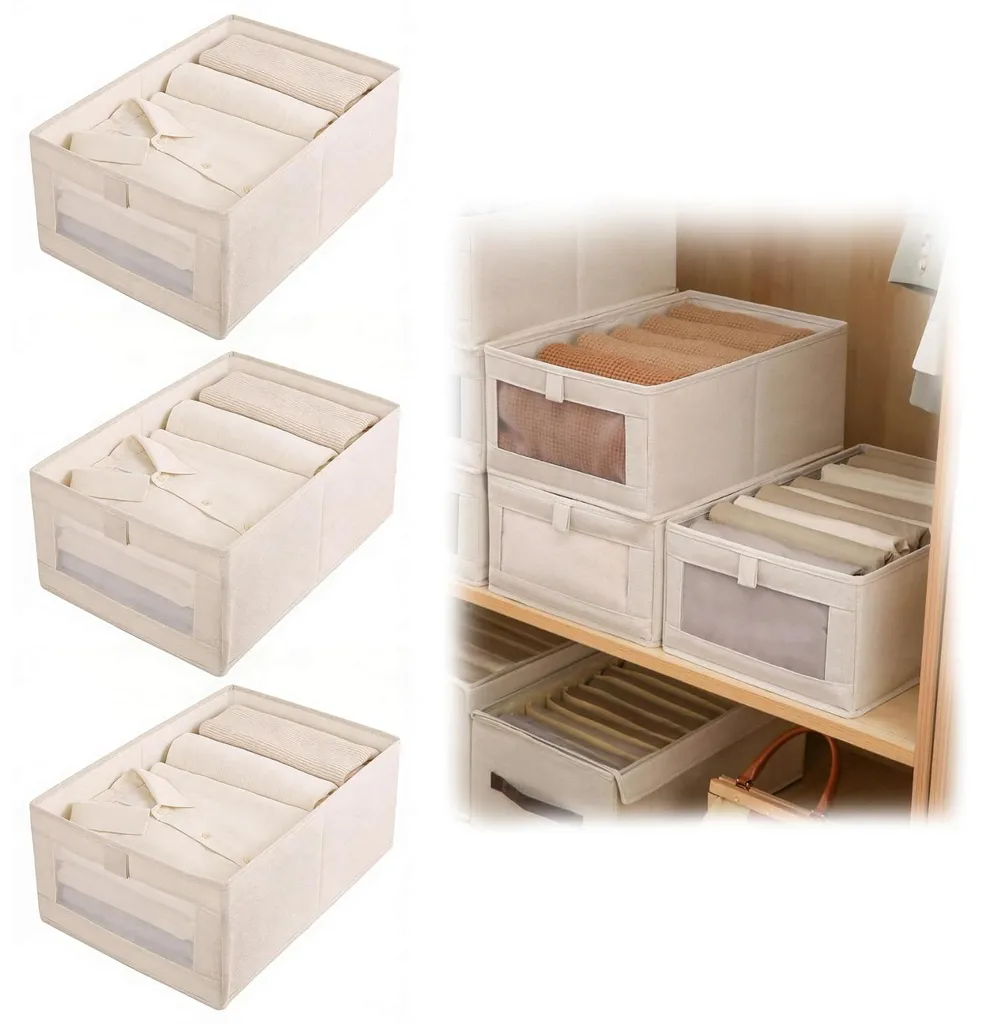 Organisateur de Vêtements Pliable en Tissu Lot de 3 Rangements 40cm