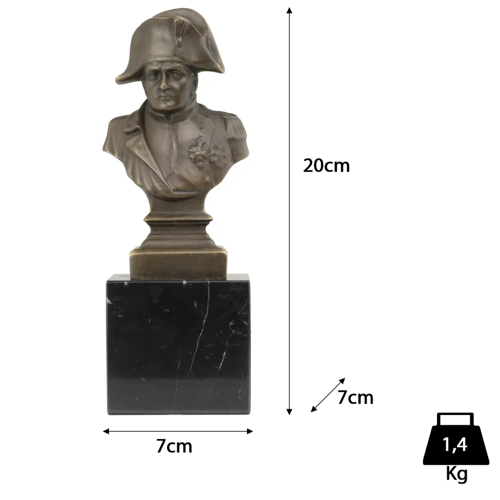 Moritz Buste Napoléon en Bronze Véritable - Statue Historique de 20 cm - 3