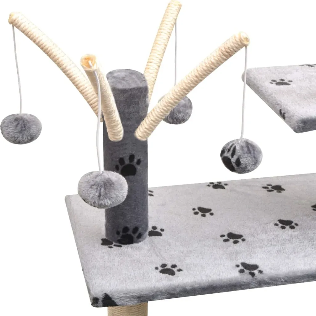 Arbre à chat stable 125 cm gris : fini les griffes sur votre canapé !