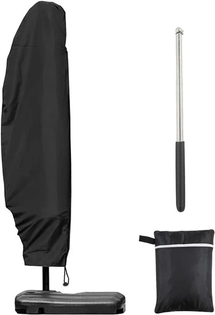 Parasol de jardin imperméable gris - Toile haute protection et poignée