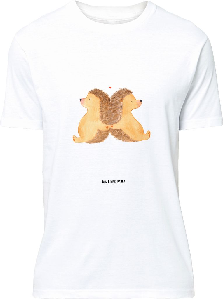 Mr. & Mrs. Panda Größe L T-Shirt Igel händchenhaltend - Weiß - Geschenk, Freundin, Shirt, Verknallt, Verlobung, Tshirt, Lieblingsmensch, Hochze...